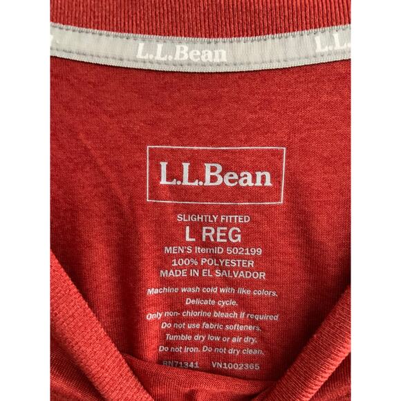 LL Bean Slightly Fitted Jersey Layer Orange Raglan Sleeve Pullover Size L Reg - Picture 3 of 4